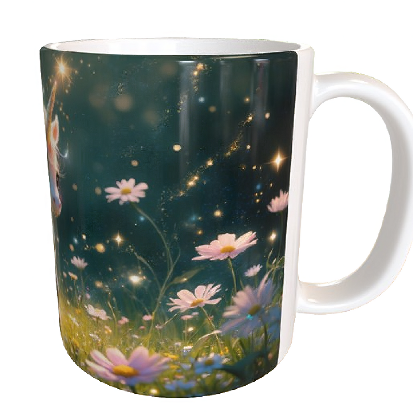 Magische Einhorn-Tasse 330ml – Süßes Baby-Einhorn mit Flügeln & Glitzer bei Nacht – Märchenhafte Tasse für Kinder & Einhornfans – Becherbude®