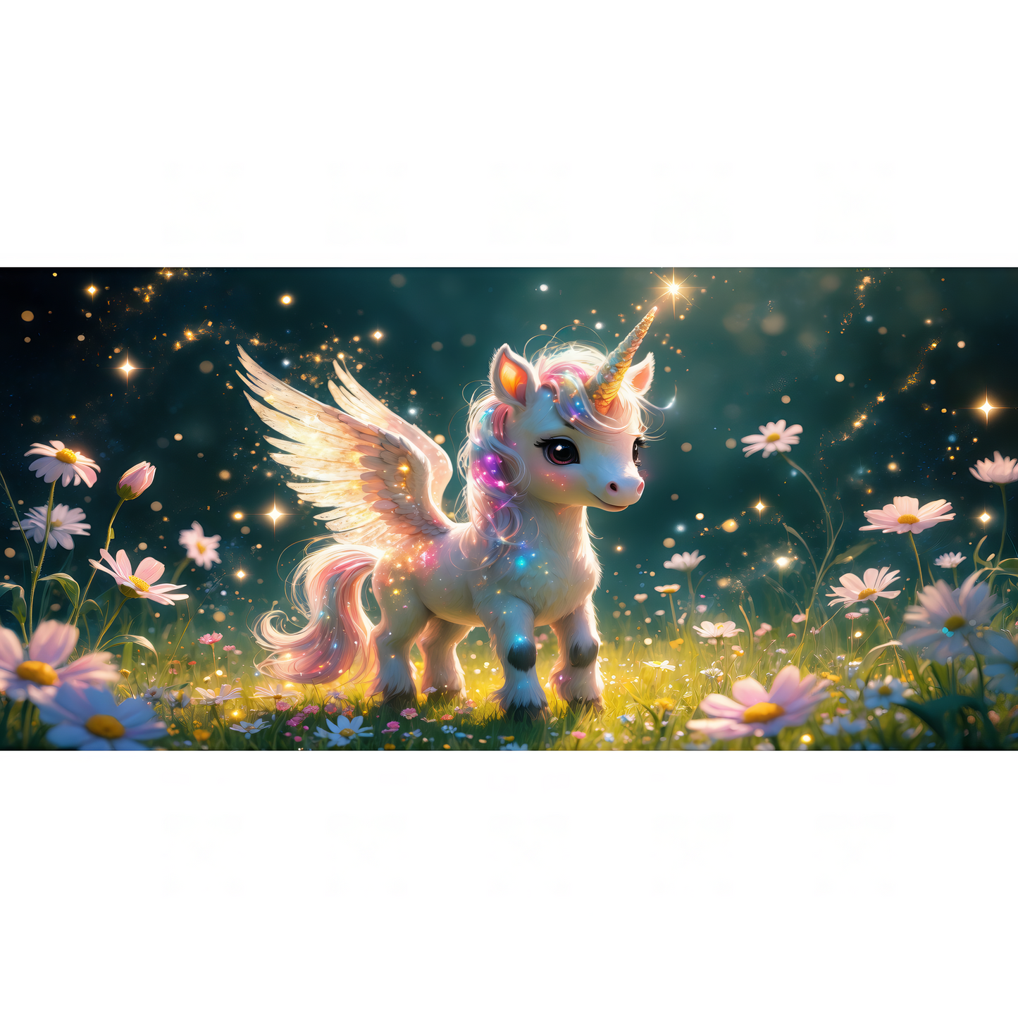 Magische Einhorn-Tasse 330ml – Süßes Baby-Einhorn mit Flügeln & Glitzer bei Nacht – Märchenhafte Tasse für Kinder & Einhornfans – Becherbude®