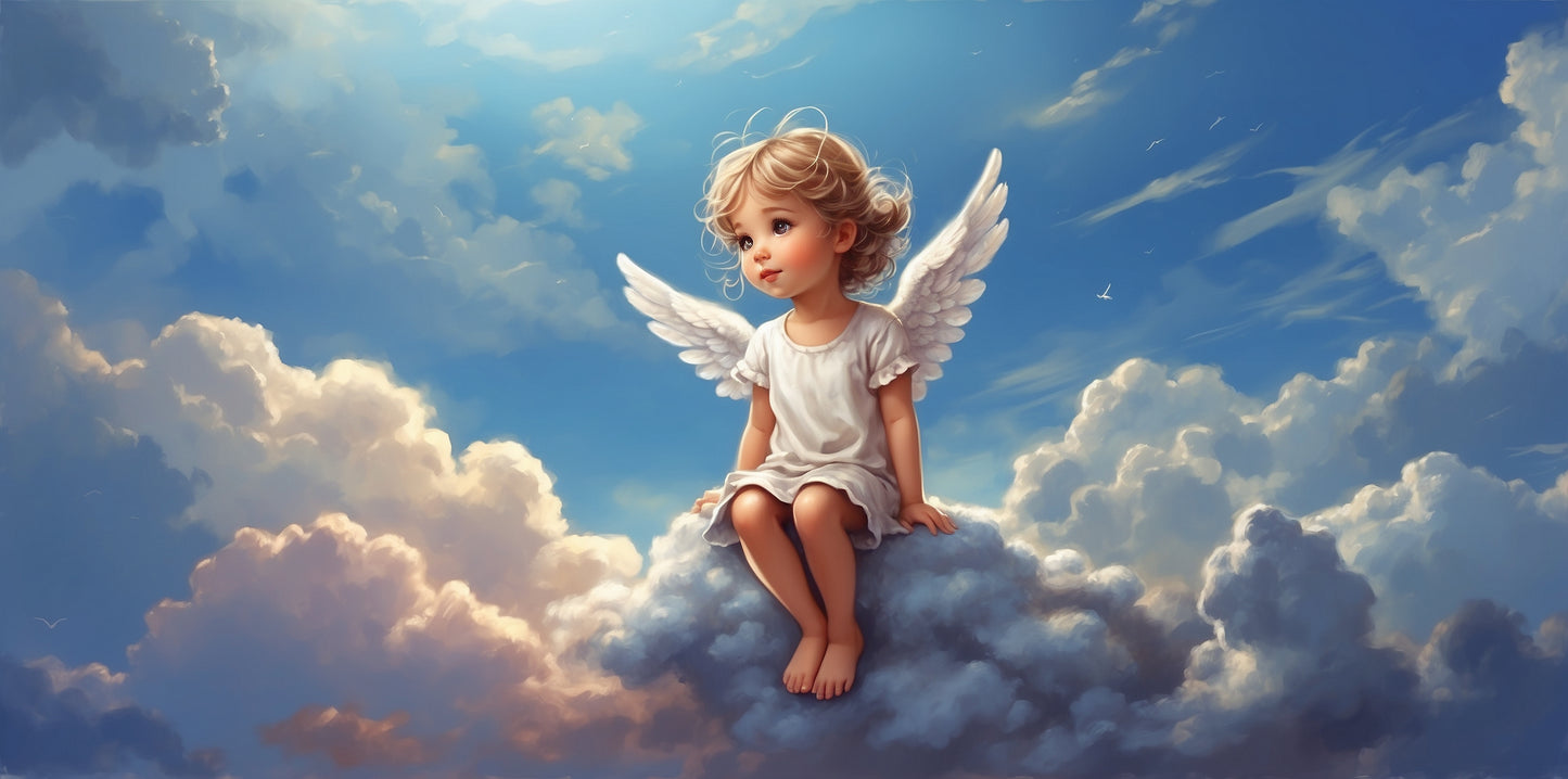 "Himmlische Unschuld – Ein kleiner Engel auf Wolkenreise" ☁️👼✨