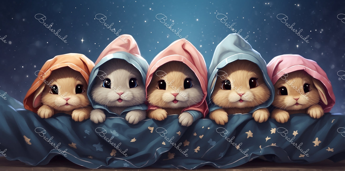 "Schlafenszeit im Sternenhimmel – Kuschelhasen auf Abenteuer" 🐰✨🌙
