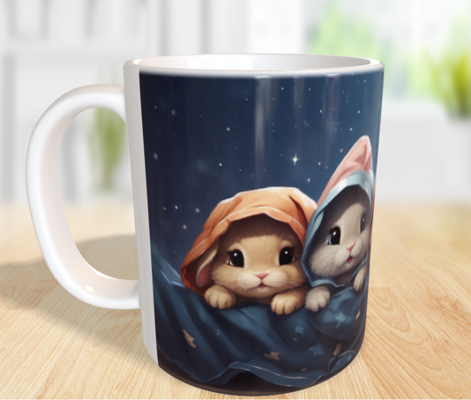 "Schlafenszeit im Sternenhimmel – Kuschelhasen auf Abenteuer" 🐰✨🌙