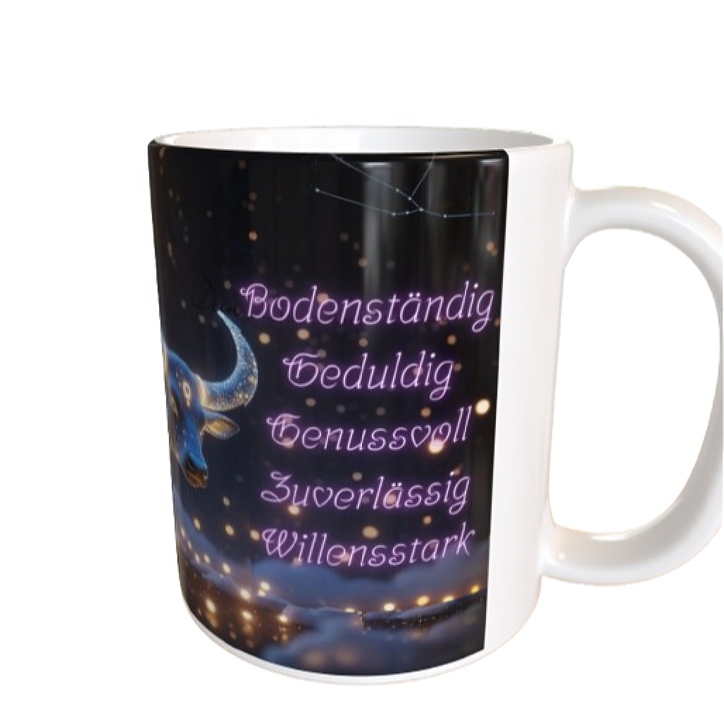 Sternzeichen Tasse STIER – 330ml – Astrologie Tasse mit Eigenschaften & Symbol – Geschenkidee für Stier-Geborene – Becherbude®