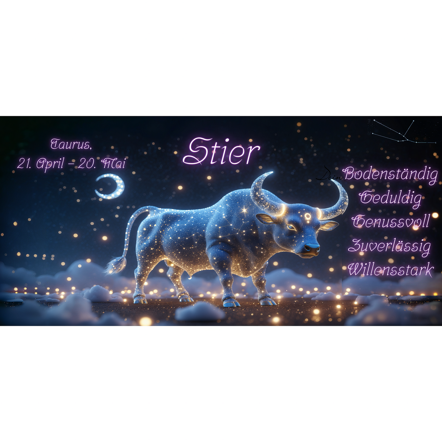 Sternzeichen Tasse STIER – 330ml – Astrologie Tasse mit Eigenschaften & Symbol – Geschenkidee für Stier-Geborene – Becherbude®