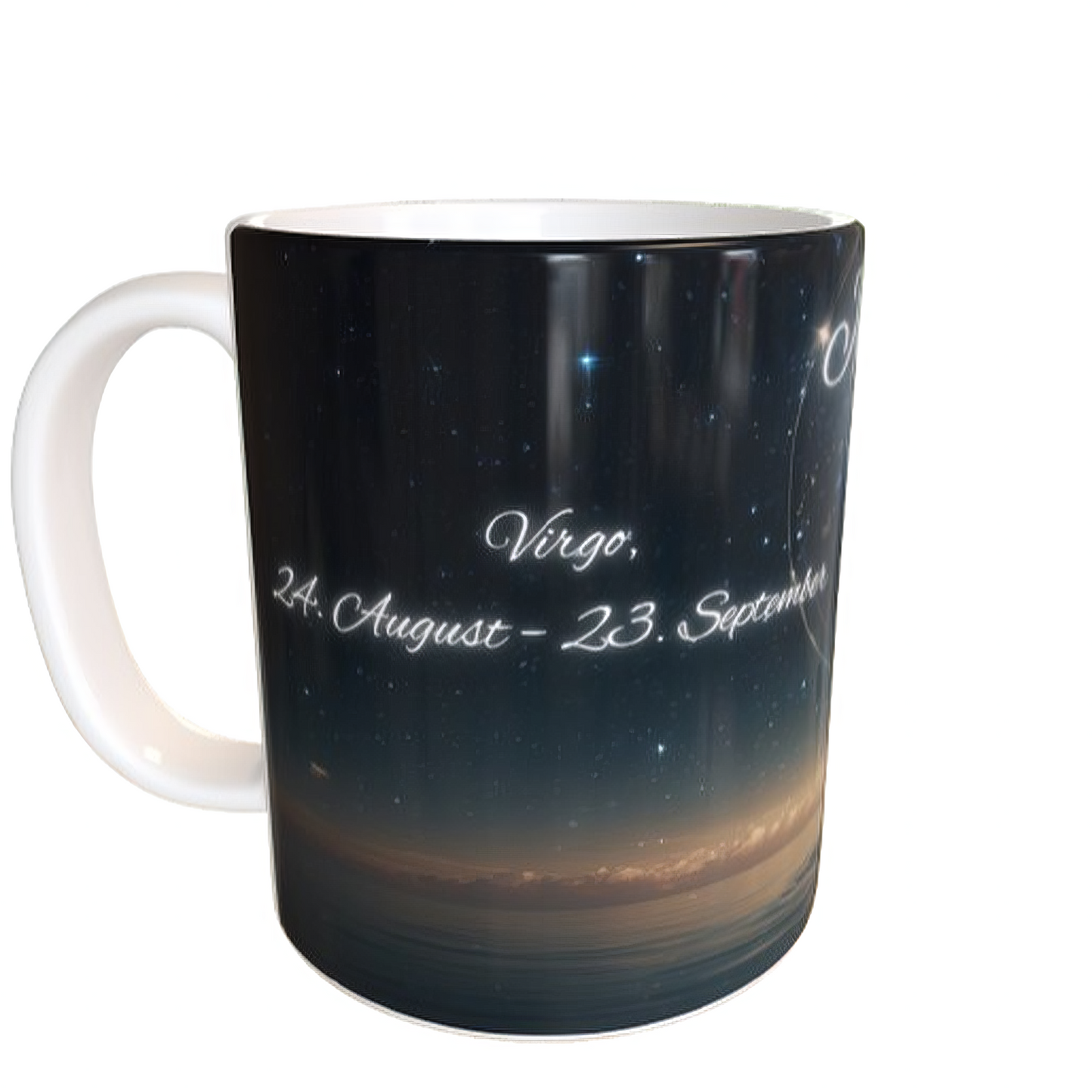 Jungfrau Sternzeichen-Motiv auf Tasse – Frau mit kosmischem Mond & astrologischen Eigenschaften – 330ml Keramiktasse für Jungfrau-Geborene
