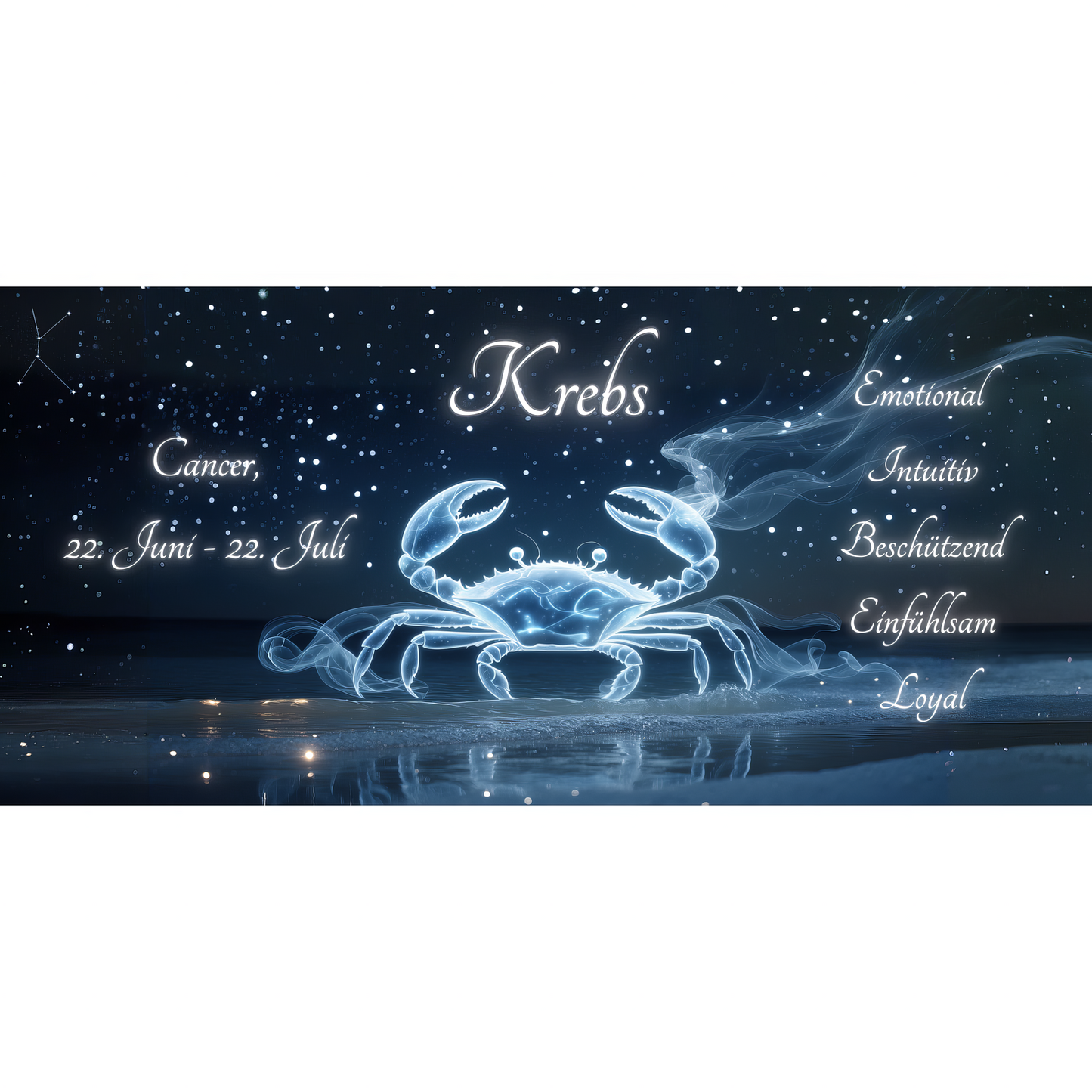 Sternzeichen Krebs als Tassenmotiv – astrologische Krebs-Tasse mit Eigenschaften: Emotional, Intuitiv, Einfühlsam – Geschenk für Juni/Juli-Geborene – 330ml Keramiktasse