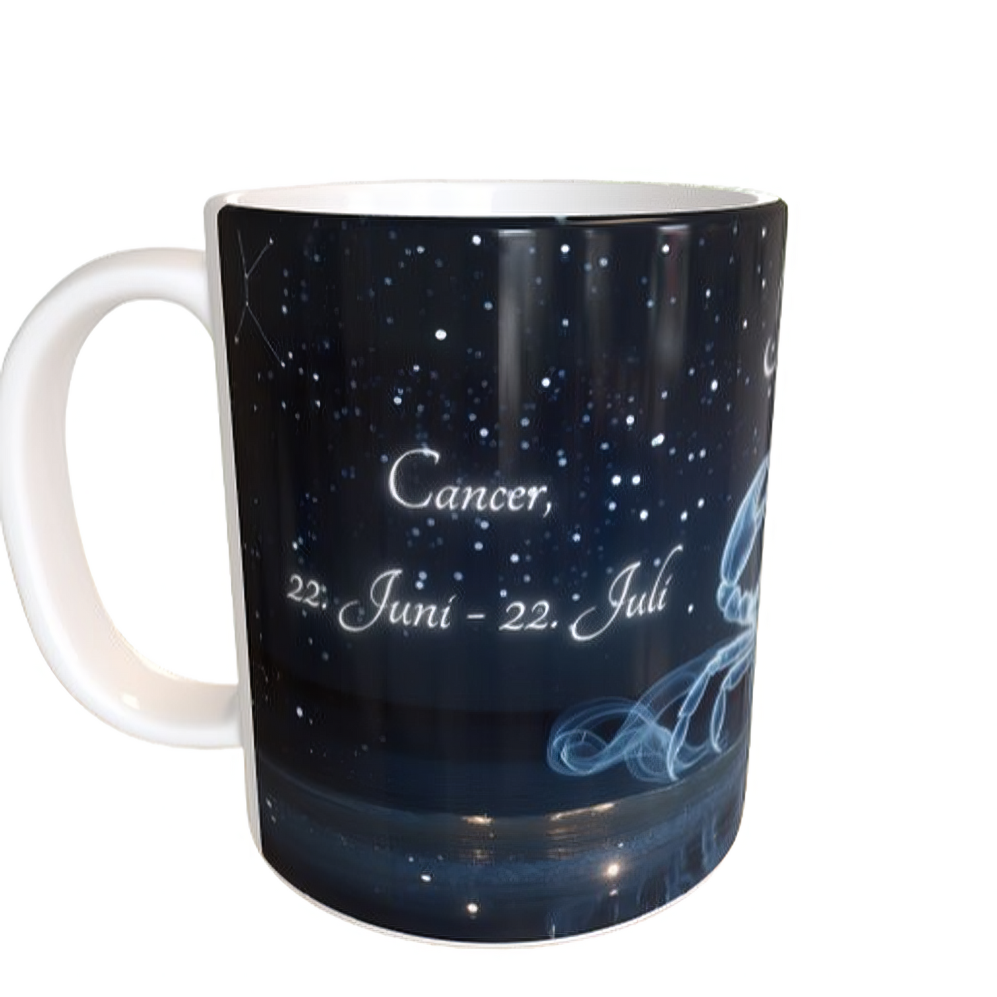 Sternzeichen Krebs als Tassenmotiv – astrologische Krebs-Tasse mit Eigenschaften: Emotional, Intuitiv, Einfühlsam – Geschenk für Juni/Juli-Geborene – 330ml Keramiktasse
