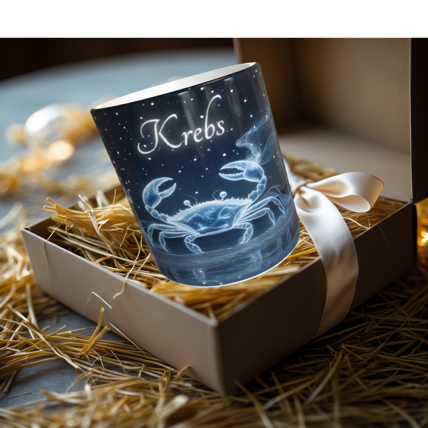 Sternzeichen Krebs als Tassenmotiv – astrologische Krebs-Tasse mit Eigenschaften: Emotional, Intuitiv, Einfühlsam – Geschenk für Juni/Juli-Geborene – 330ml Keramiktasse