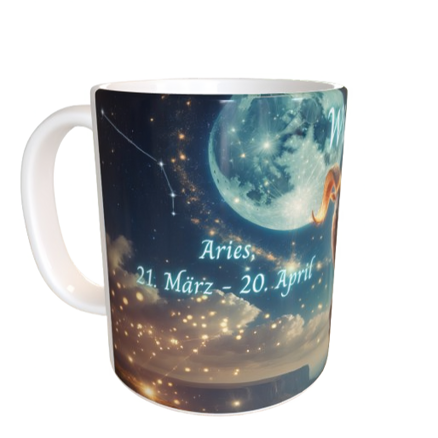 Sternzeichen Tasse WIDDER – 330ml – Astrologie Tasse mit Eigenschaften & Symbol – Geschenkidee für Widder-Geborene – Becherbude®