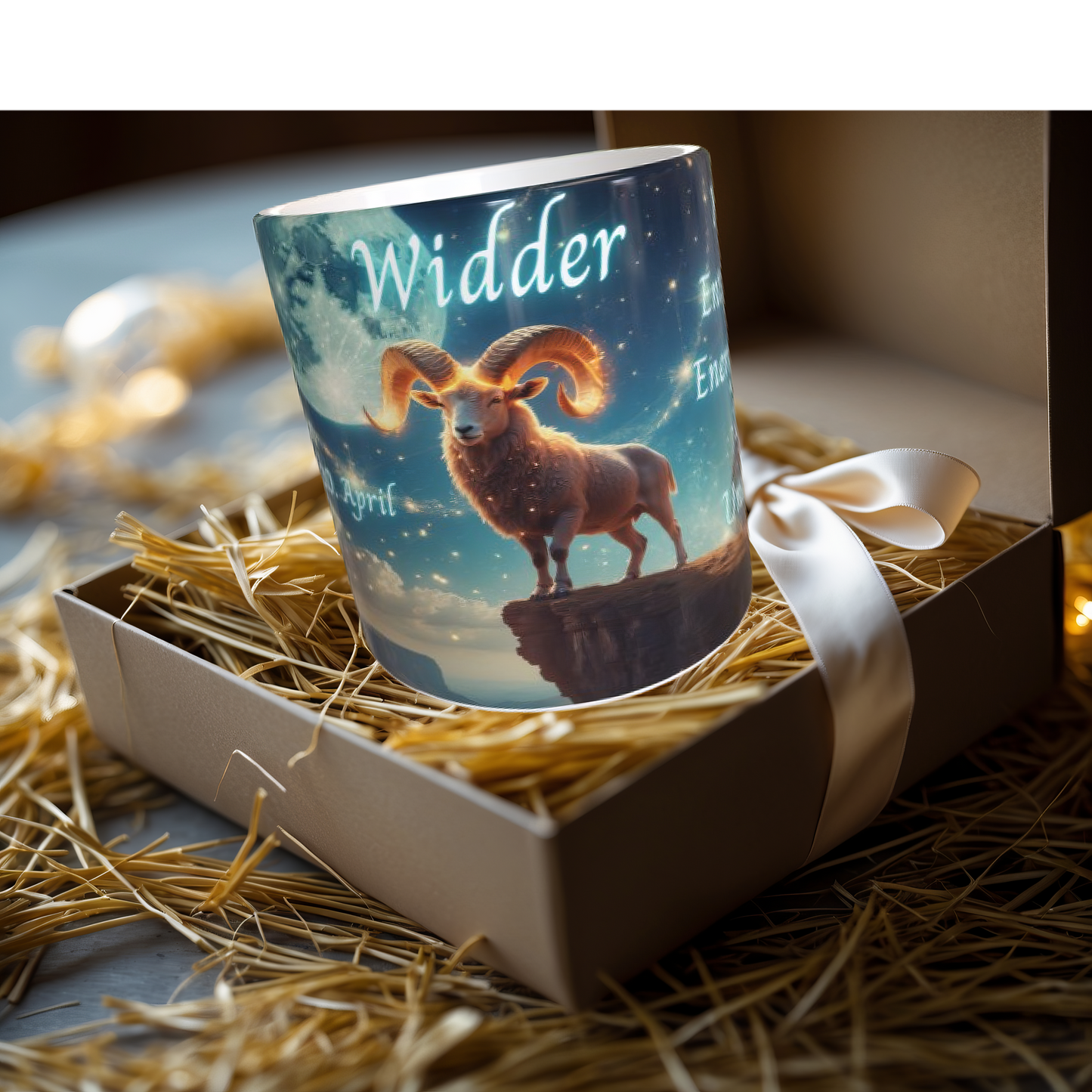 Sternzeichen Tasse WIDDER – 330ml – Astrologie Tasse mit Eigenschaften & Symbol – Geschenkidee für Widder-Geborene – Becherbude®