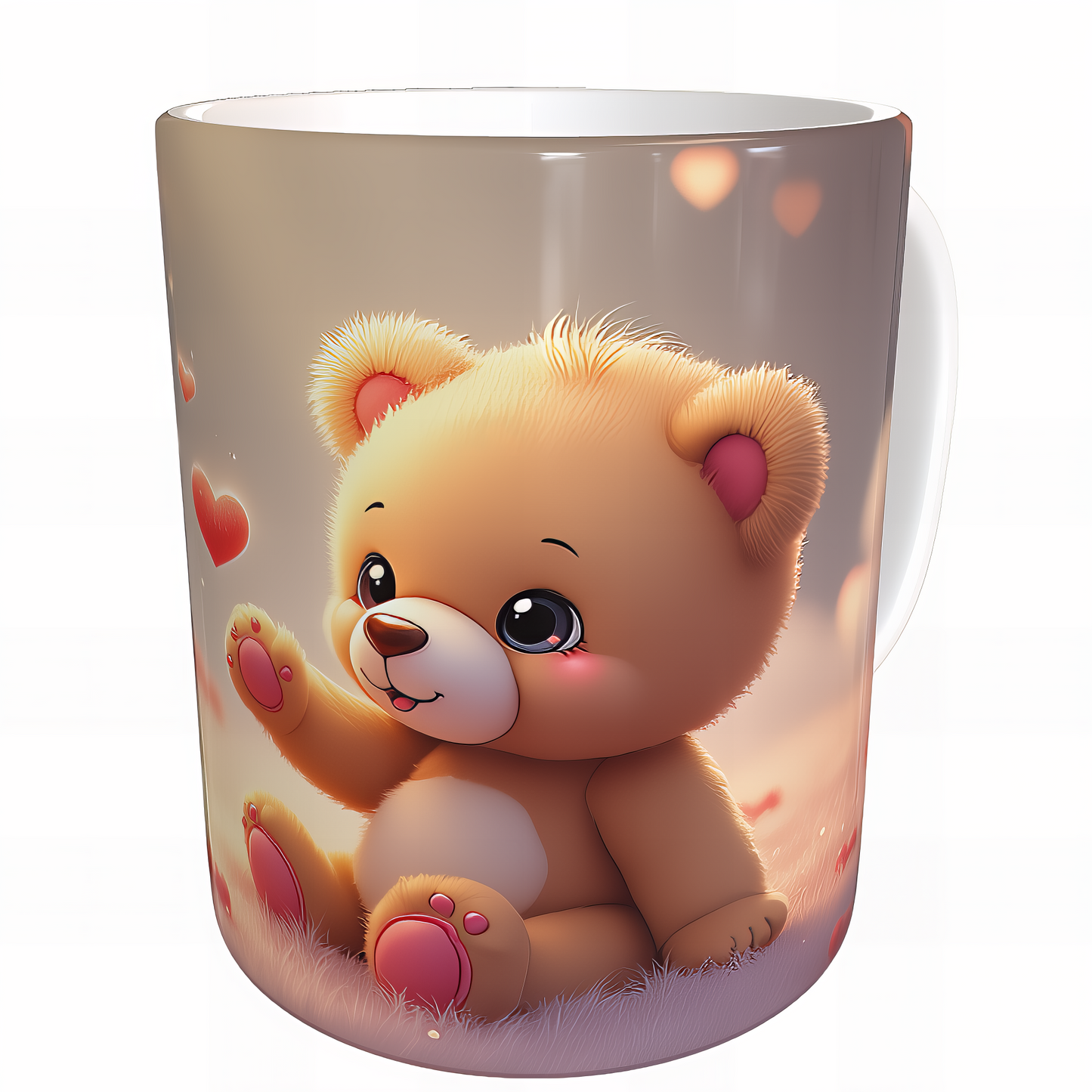 Kuschelzeit mit Herzchenregen – Süßer Teddybär auf Wolkenwiese 🌈❤️🧸