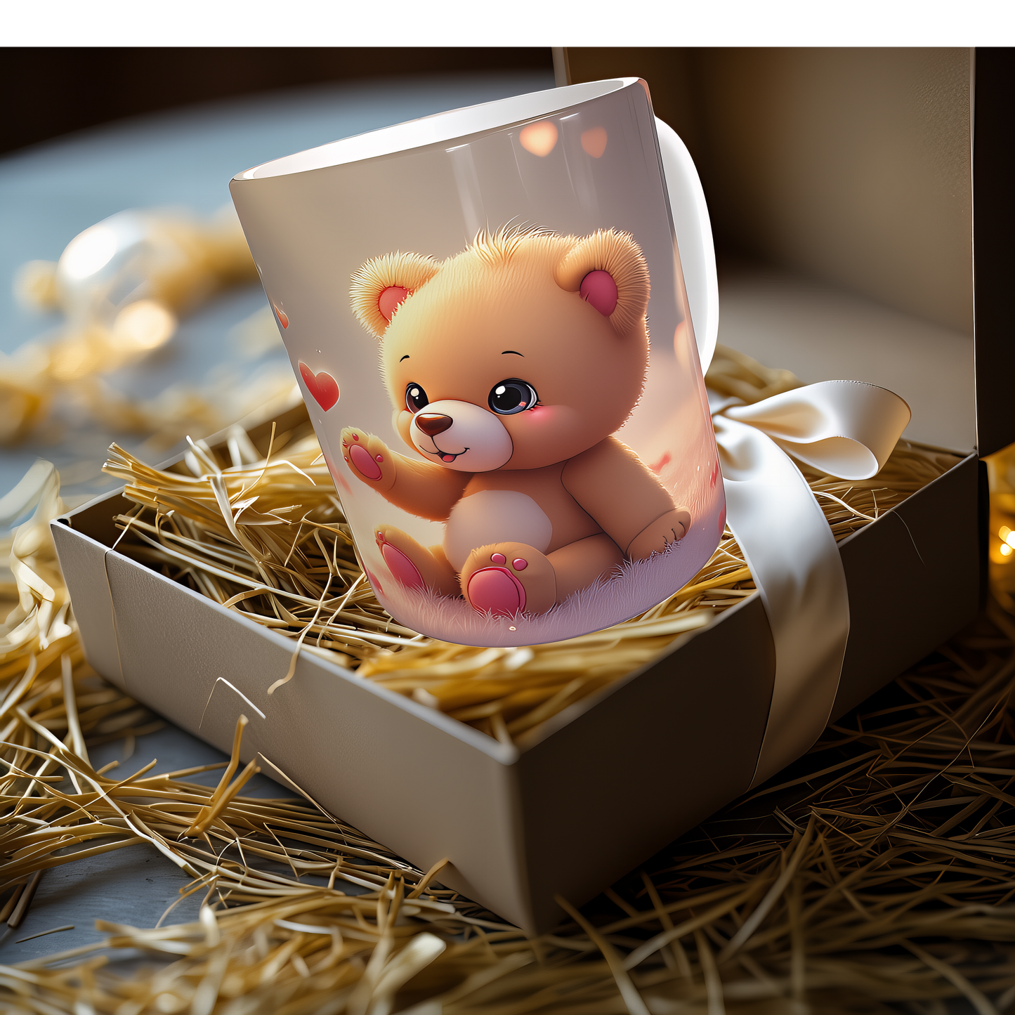 Kuschelzeit mit Herzchenregen – Süßer Teddybär auf Wolkenwiese 🌈❤️🧸