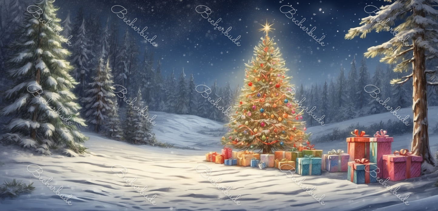 "Der leuchtende Weihnachtsbaum im verschneiten Winterwald"