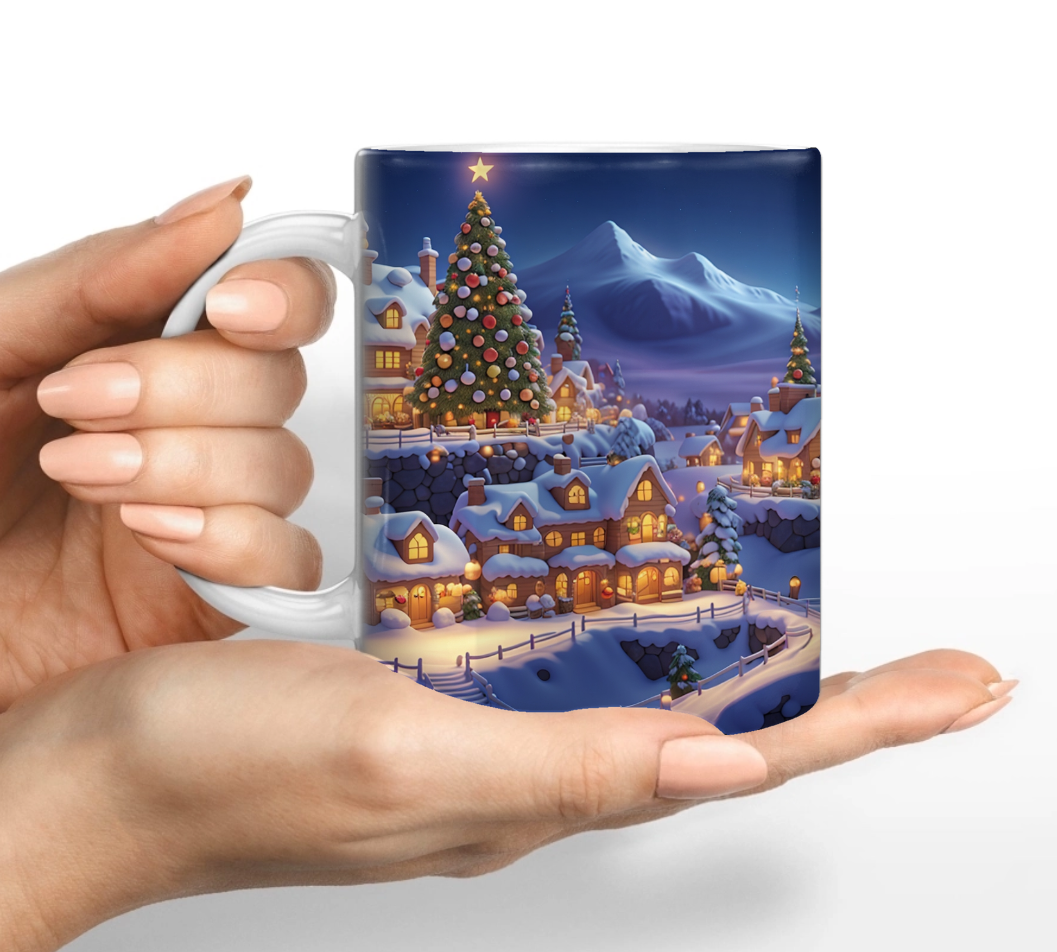"Das funkelnde Weihnachtsdorf in der Winternacht"