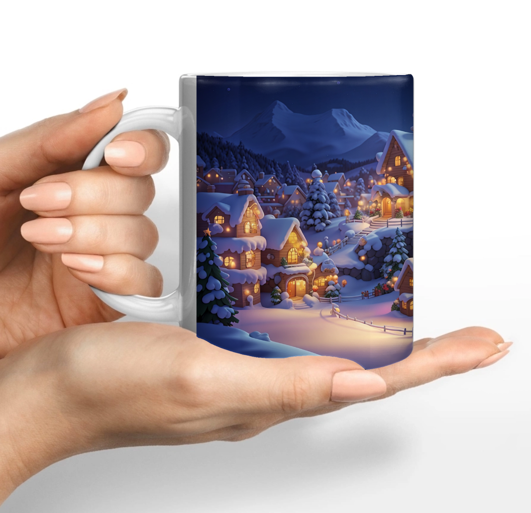 "Das funkelnde Weihnachtsdorf in der Winternacht"