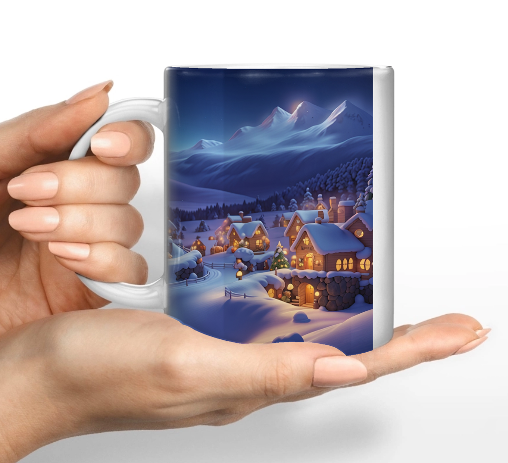 "Das funkelnde Weihnachtsdorf in der Winternacht"