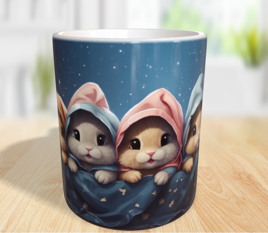 "Schlafenszeit im Sternenhimmel – Kuschelhasen auf Abenteuer" 🐰✨🌙