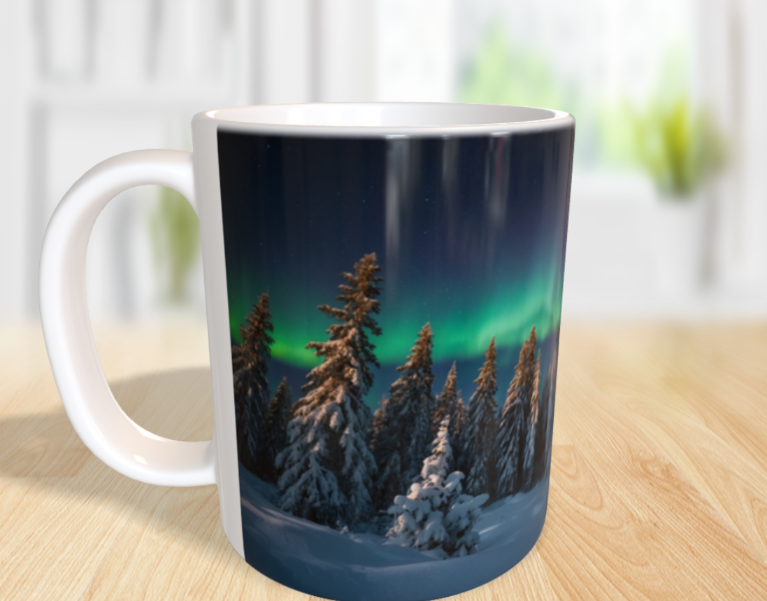 "Zauber des Nordens: Polarlichter über der Winterlandschaft"