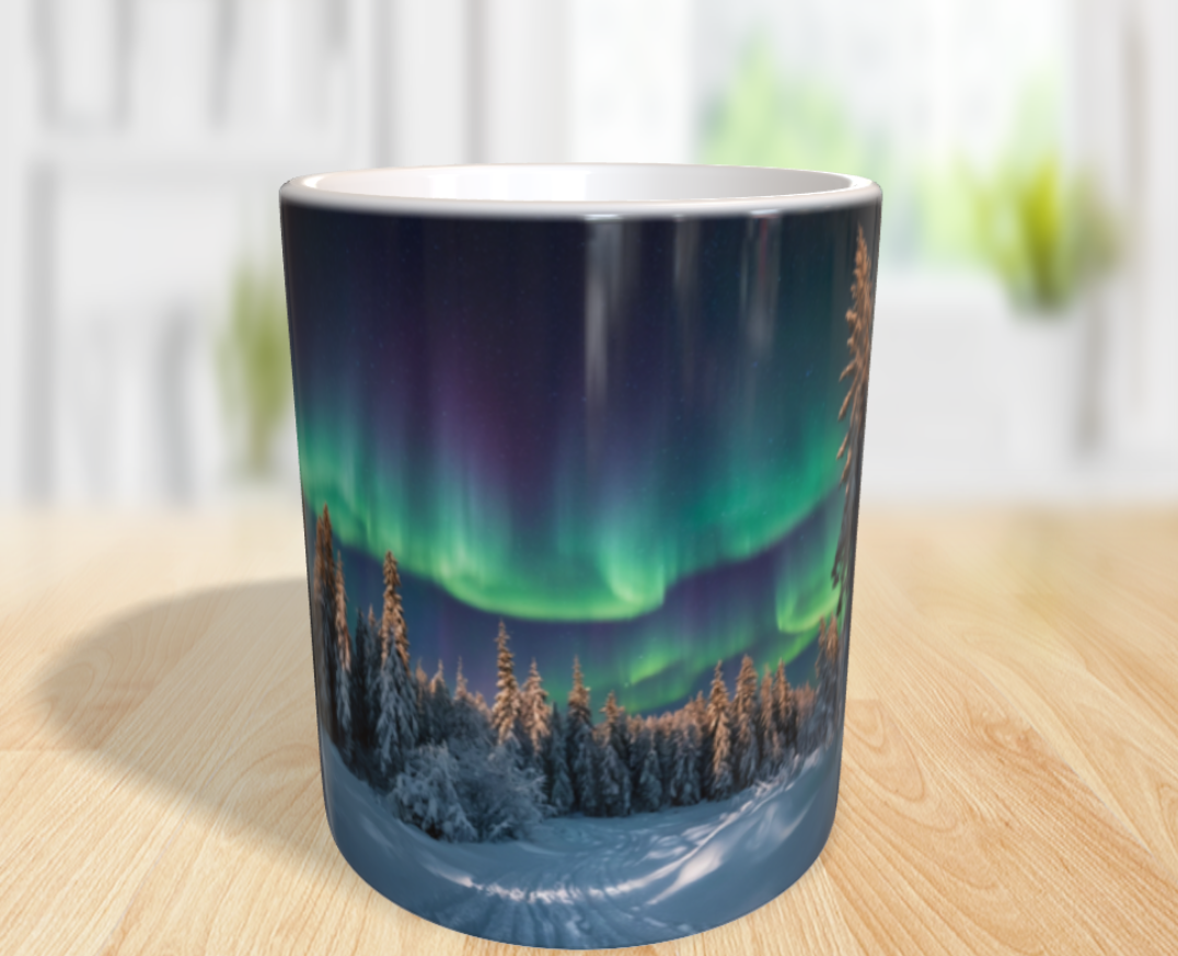 "Zauber des Nordens: Polarlichter über der Winterlandschaft"