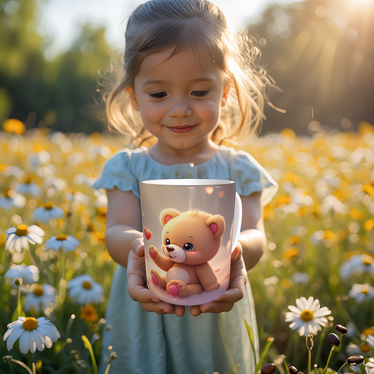 Kuschelzeit mit Herzchenregen – Süßer Teddybär auf Wolkenwiese 🌈❤️🧸