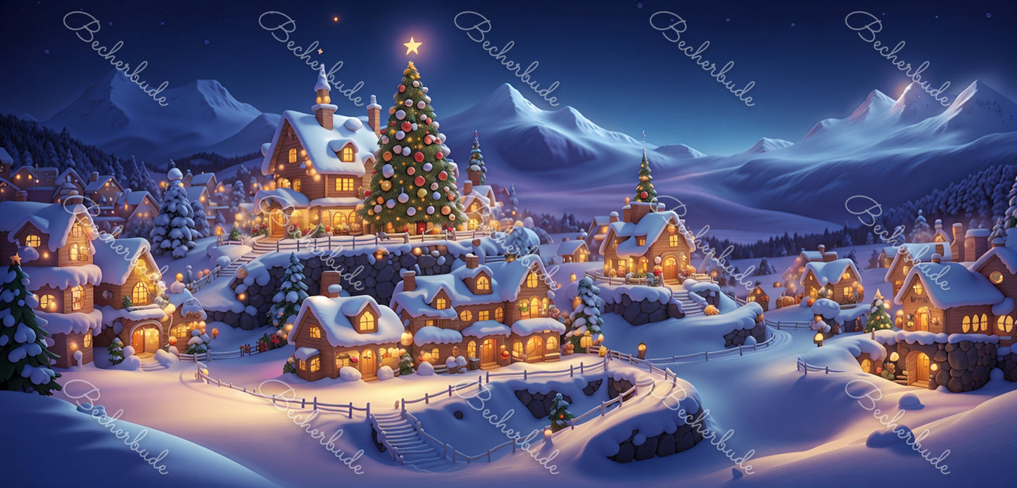 "Das funkelnde Weihnachtsdorf in der Winternacht"