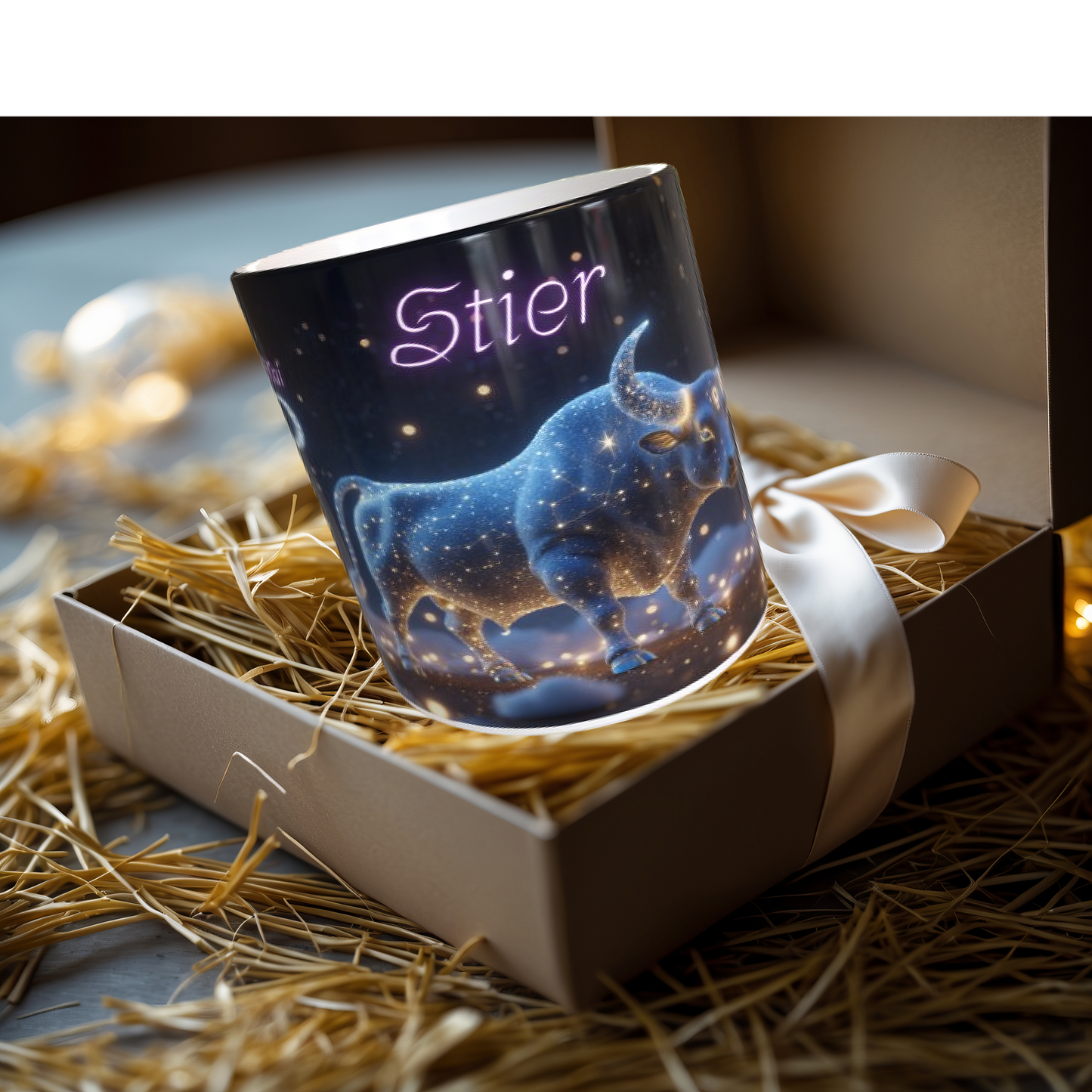 Sternzeichen Tasse STIER – 330ml – Astrologie Tasse mit Eigenschaften & Symbol – Geschenkidee für Stier-Geborene – Becherbude®