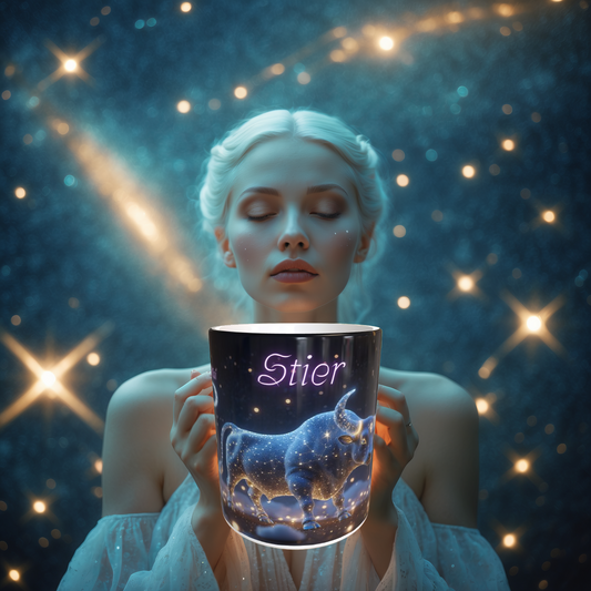 Sternzeichen Tasse STIER – 330ml – Astrologie Tasse mit Eigenschaften & Symbol – Geschenkidee für Stier-Geborene – Becherbude®
